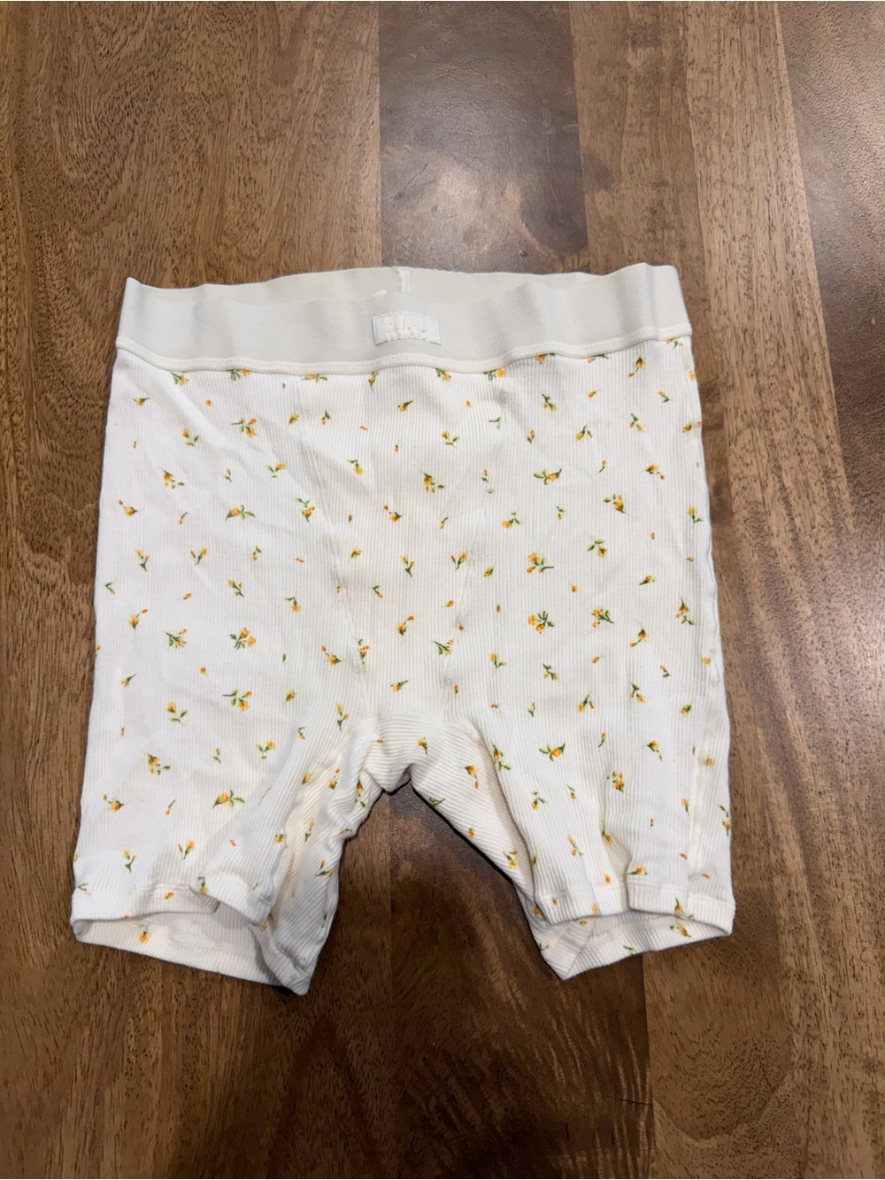 SKIMS White Floral Print Ribbed Shorts
